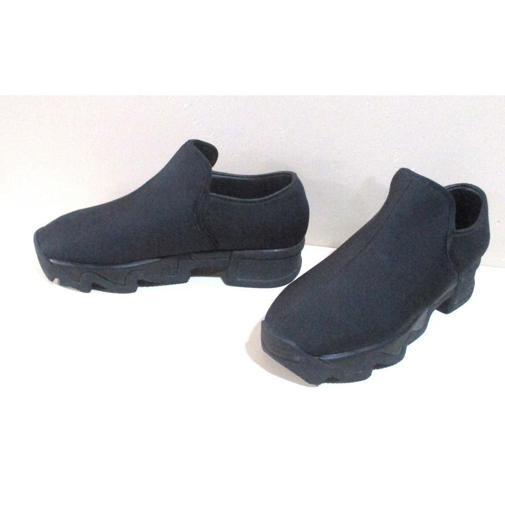 iRi Black Platform Slip On Sneakers Wavy Sole KBB15N-03-BB Mens 8 Womens 10